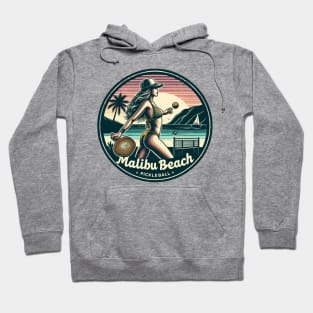 Malibu Beach Pickleball Bikini Ocean Scene Hoodie